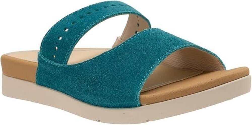 Revitalign Corpus Biscay Blue Suede Slides Orthotic Sandals Women's Size 9B NIB